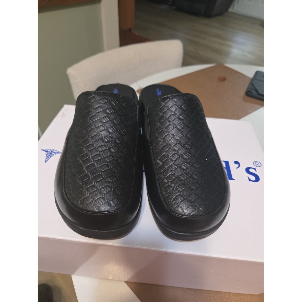 Dr. Leonard's Black Diabetic Slip On Shoes Sz M 8w/ W 9.5w